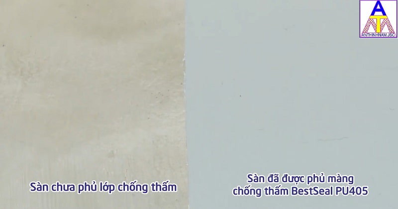 So sánh sàn trước và sau khi đã phủ lớp chống thấm